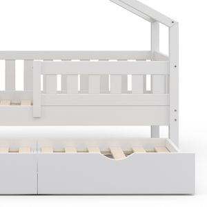 Vitalispa Lit cabane Wiki, Blanc, 80x160 cm avec lit d'appoint