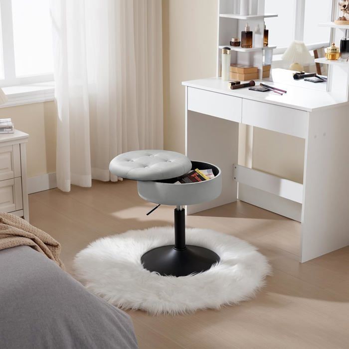 Tabouret De Coiffeuse Moderne avec roulettes, Chaise Ronde en