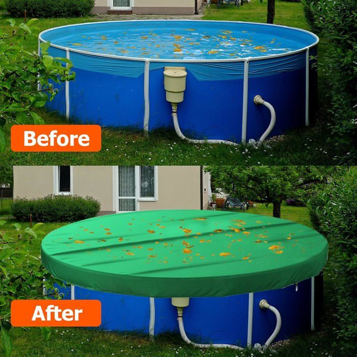 Couverture de Bache Piscine Ronde,Couverture de Piscine pour Chien,Bache Piscine Ronde avec Cordon de Serrage,Imperméable à l'eau et à la