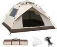 Tente de camping 3-4 Personnes imperméable,montage facile,double couche anti-UV,avec 2 fenêtres et 2 porte-0