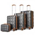 Kono Set de 4 Valise Rigide ABS Valise de Voyage (54cm/62cm/72cm) à roulettes et Serrure TSA et Trousse de Toilette, Gris-0