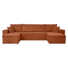 LOUNGITUDE Canapé d'angle FARAH panoramique convertible 6 places en velours côtelé - Terracotta