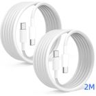 E.F.CONNECTION 2x Câble USB-C vers USB-C Charge Rapide 6A 65W pour Samsung Galaxy A16 A36 A15 A14 A25 A35 A55 A54 A05s - Blanc 2M