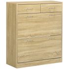 HOMCOM - Meuble à chaussures - Panneau de particules - 80x30x91.5cm - Chêne