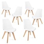 Chaises blanches pour salle à manger - Mc Haus - Lena Blanche x6 - Plastique et bois - Style scandinave