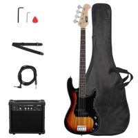 Pack Guitare électrique Noir avec Ampli de 20 W, Housse, Sangle, Câble, pagaie et shaker - Couleur coucher de soleil