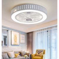 Ventilateur lampe Plafonnier à LED moderne minimaliste chambre plafonnier salon LED Fan plafonnier Blanc 40W avec télécommande
