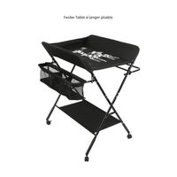 Table à langer pliable - Fasike - Noir - Hauteur réglable - Cadre en métal renforcé - Tissu imperméable