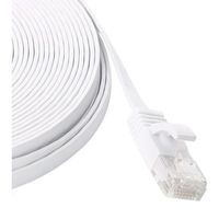 INECK® Câble extra plat réseau Ethernet RJ45 Cat 6 Blindé 15M Blanc