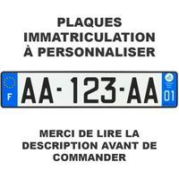 Lot 2 Plaque d'immatriculation AUTO Homologuée France à personnaliser en Aluminium - Lire la description avant de commander