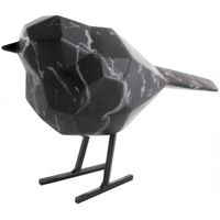 Oiseau en résine noir effet marbre Origami Petit modèle Noir