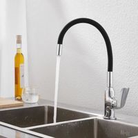 Robinet Mitigeur Cuisine Flexible Orientable Noir - SILAMP - Monotrou - Économie d'eau - Pivotant
