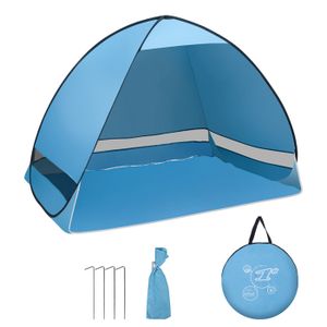 ABRI DE PLAGE Izrielar Tente de plage 2 ou 3 Personnes pop-up, UV 50+ portable Bleu 200*120*130cm pas de rideau