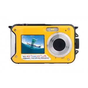 CAMÉSCOPE NUMÉRIQUE jaune - Caméra numérique étanche avec double écran, caméscope HD sous marin anti tremblement, vidéo Full HD,