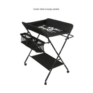 TABLE À LANGER Table à langer pliable - Fasike - Noir - Hauteur réglable - Cadre en métal renforcé - Tissu imperméable