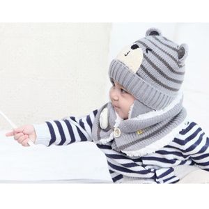 ACCROCHE-SAC Bonnet d'hiver pour enfant Bonnet tricoté avec cache - oreilles et écharpe rouge - laine - 46 - 50cm/18.11 - 19.68inch-Pwshymi