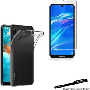 FILM PROTECT. TÉLÉPHONE Verre trempé pour Huawei Y6 2019 et coque de prote