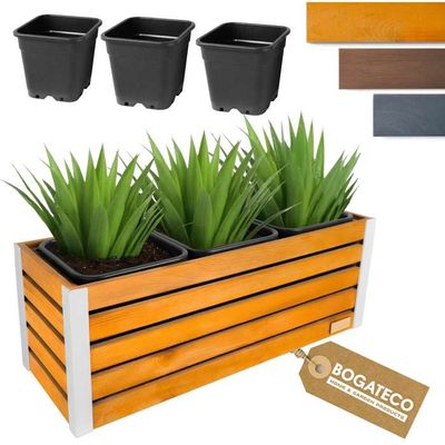 BOGATECO Jardinière Bois 80x38 Cm - Bac à Fleurs Extérieur Imprégné Avec Agro-Textile - Marron Chêne