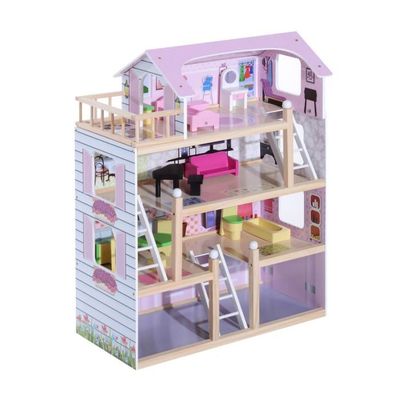 SOKA Ensemble de jeu en bois rose pour salon - Maison de poupée réaliste -  Modèle miniature - Pour enfants et filles à partir de 3 ans