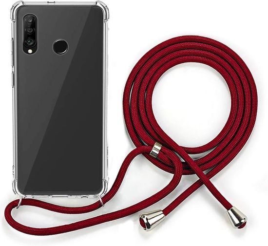 Coque Avec Cordon De Cou Pour Huawei Y9 2018 - Housse Silicone TPU Transparente Rose Or - Collier Réglable Jusqu'à 150 Cm - Protection Et Mains Libres