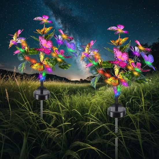 2 Lanternes Solaires Décoratives Avec Effet Verre Craquelé - 30 LED, IP65 étanche - Pour Jardin, Terrasse, Noël