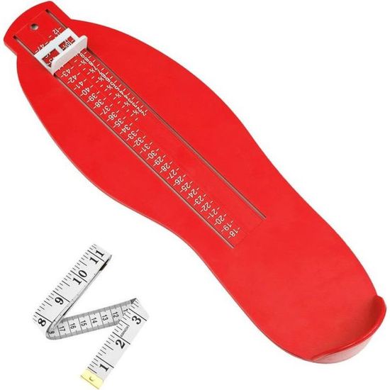Pédimètre Enfants Adultes Mesure Pied Pointure Chaussure - Jauge Tailles UK 2-12 EU 18-47 Avec Ruban Mesureur