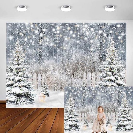 Hiver Forêt Enneigée Photographie Toile De Fond Noël Nouvel An Photo Arrière-plan Vinyle Polyester Décor Bannière Photomaton Accessoires Décoration Murale - France