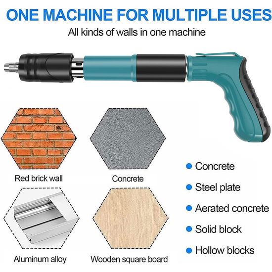 Manual Nail Gun Pistolet à Ongles Manuel - 120 Clous Inclus - 5 Niveaux De Force - Silencieux Double Couche - Pour Béton, Bois, Métal Pistolet à Clou