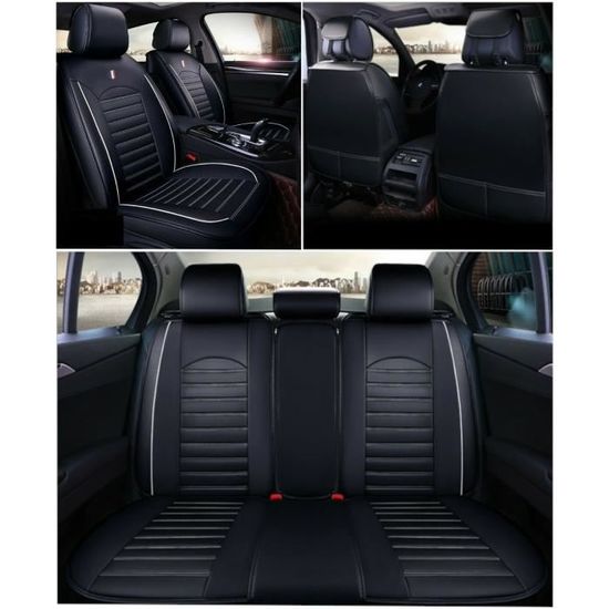 Housses Sièges Avant Voiture Grand Confort Universelles En Cuir Noir Rouge - Auto - Foto 2