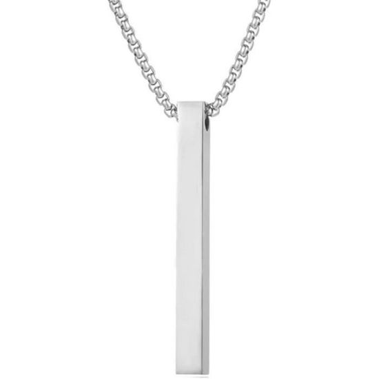 Collier Barre Pour Homme 2 Pièces – Acier Inoxydable 316L, Chaîne Serpent 61 Cm, Argent/noir