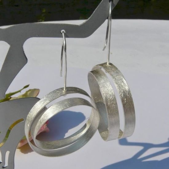 Boucles D'oreilles Argent Sterling 925 - Triple Cercle Poli 20mm - Créoles