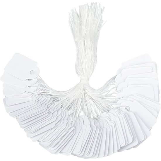 500 Étiquettes De Prix Avec Ficelle - 24x15mm, Blanc, Pour Bijoux, Vêtements, Artisanat