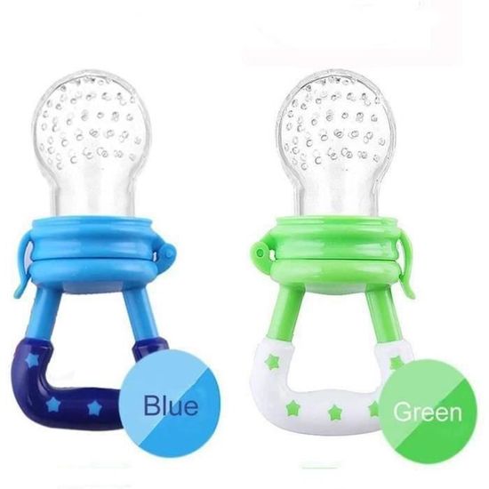 Bleu-vert BOY Anneaux de dentition pour bébé tétine grignoteuse dalimentation tétines de 3 tailles S M & L en silicone 0% BPA Lot 2 pces sucette fruit évolutive 
