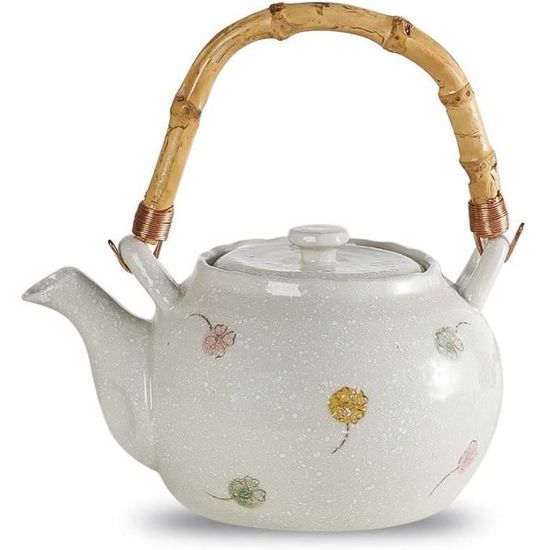 Théière en fonte de style japonais avec infuseur amovible en acier inoxydable, théières en fer bleu pour café, sachets de thé, thé en vrac, motif floral, 1000 ml Théière en fonte de style japonais avec infuseur amovible en acier inoxydable, théières en fer bleu pour café, sachets de thé, thé en vrac, motif floral, 1000 ml