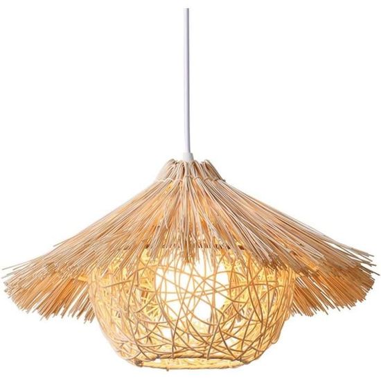 Abat-jour En Rotin Pour Lustre - Design Moderne Naturel, Diamètre ~16-18 Cm - Décoration Salon, Chambre, Restaurant - Rétro Et Tendance - 9