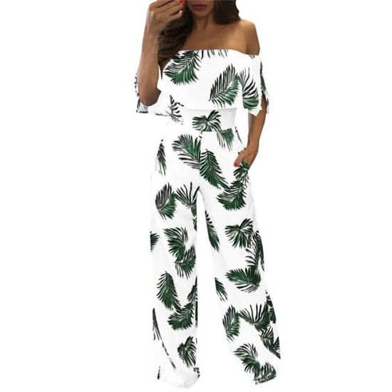 Combinaison D'été H&M Imprimé Floral Tropical - Épaules Dénudées, Bleu Et Blanc - Taille 8 - Occasion Très Bon état