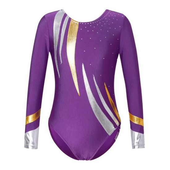 YONGHS Justaucorps Gymnastique Grs Strass Fille Enfant Body Manche