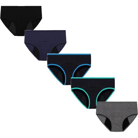 Pack 3 Culottes Menstruelles Absorbantes Taille Haute XXL - Réutilisables Avec Dentelle