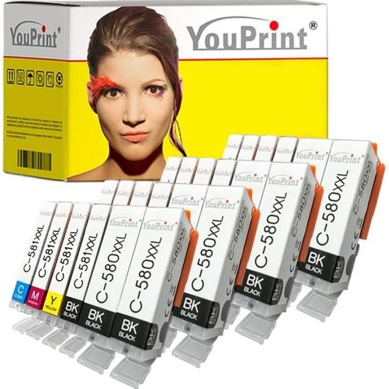 Lot de 5 cartouches d'encre Youprint pour imprimante Canon PIXMA TS705a