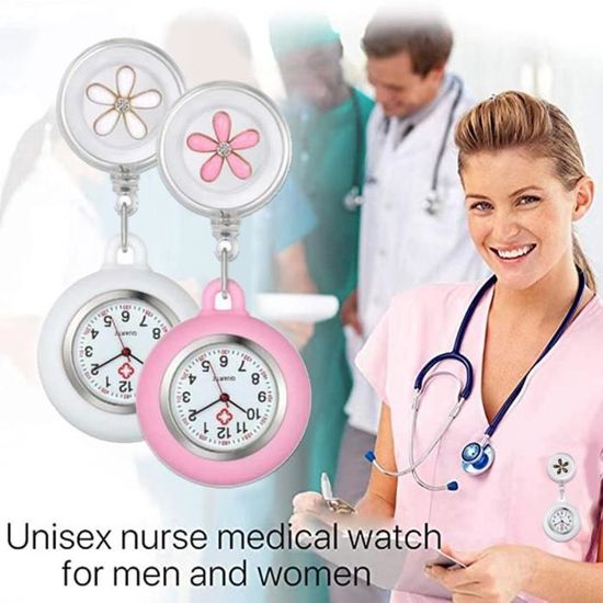 Montre D'infirmière Rétractable Avec Boîtier En Silicone - Design De Dessin Animé, Clip, Pour Professionnels De Santé - 4