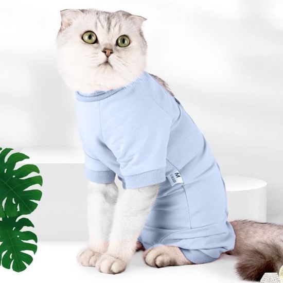 Combinaison de recuperation pour chat apres chirurgie Chemise alternative a col electronique pour blessures abdominales L YESMAFR Cdiscount