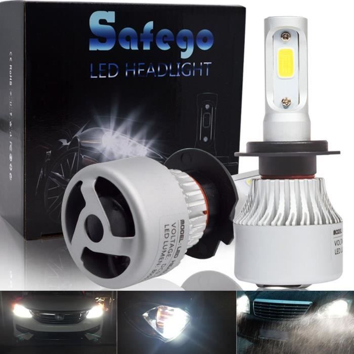 Safego 2x H7 LED Ampoules Phare Kit de conversion de Rechange Auto Véhicule Conduire Lampe Feux Lumiere Pour Voiture Automobile 12V