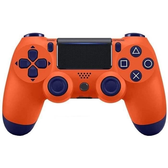 Contrôleur sans fil Bluetooth pour PlayStation 4 Joystick pour manette de jeu avec câble USB pour PS4 (Orange)