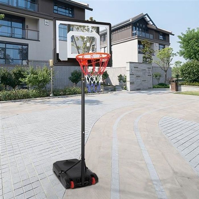 Panier de Basket sur Pied - Hauteur Réglable 120-210 cm, avec Roulettes, pour Enfants et Adolescents, Extérieur et Intérieur