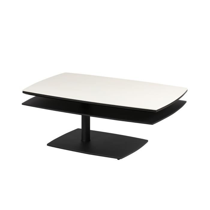 Table basse rectangulaire laqué noir mat et verre