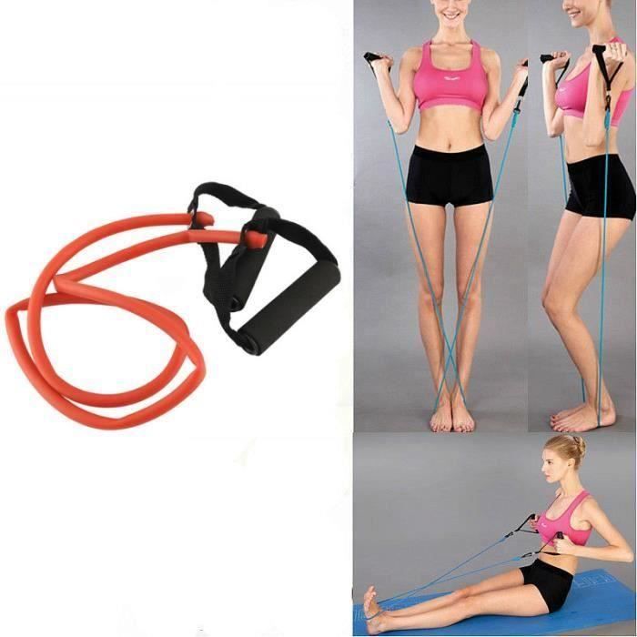 Élastique de résistance câble force fitness musculation 1.4M en latex de caoutchouc Rouge Gr73530
