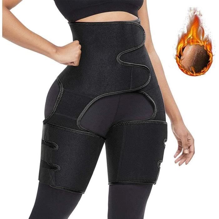 S/M Ceinture de taille haute Ceinture anti-transpiration Réglable Auto-échauffant Ceinture de ventre de corset de yoga femmes Noir