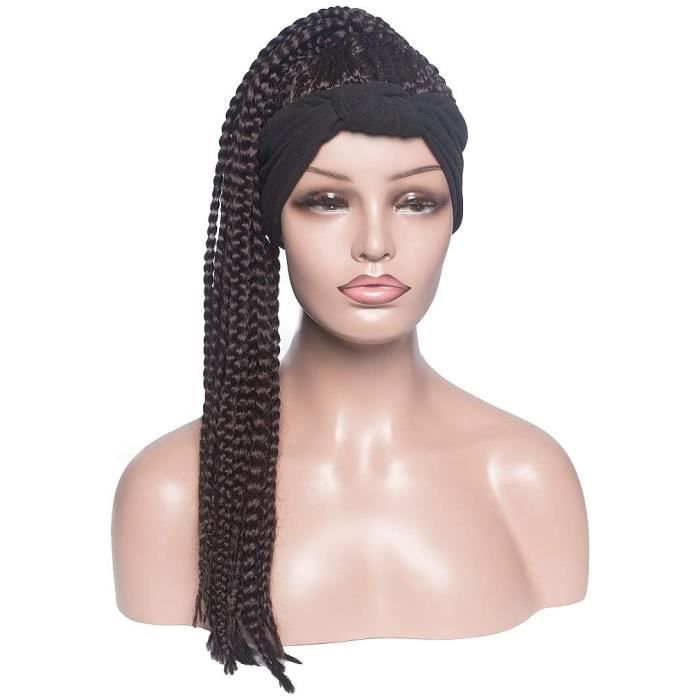 PERRUQUE KXW Perruque Bandeau Perruques tresseacutees pour Femmes Noires Perruque Tresse boicircte Perruque Queue de Cheval 2 en1752