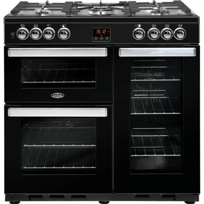 Belling Cookcentre 90DFT, Range cooker, Noir, Rotatif, Toucher, Devant, émail, Cuisinière à gaz