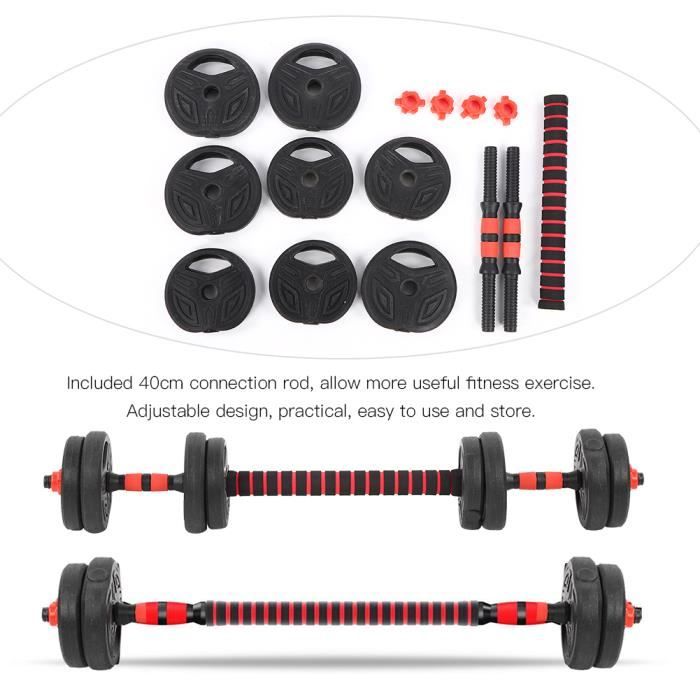 Ensemble d'Haltères et Barres d'Haltères Réglables, Haltères Musculation en Fonte avec Barre de 40 cm Haltère Musculation -PAT
